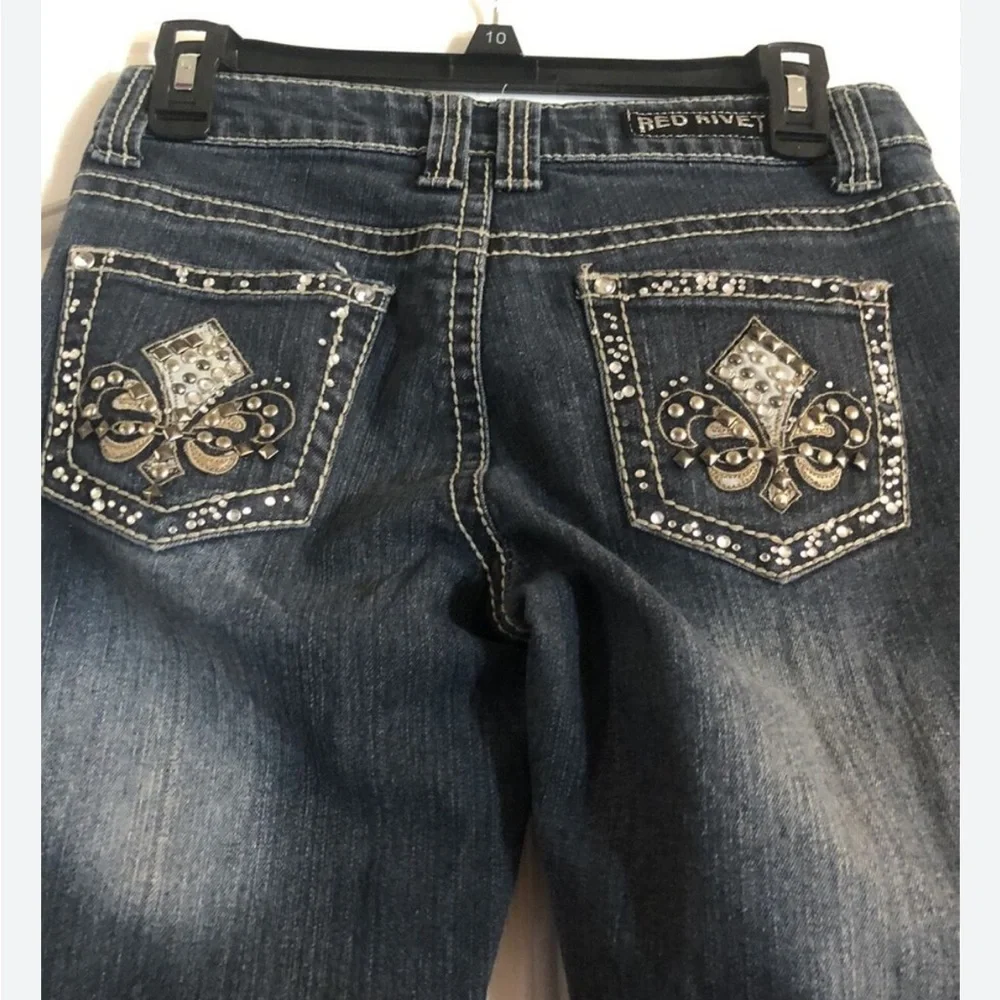 Red Rivet Jeans - Picture 2 of 5